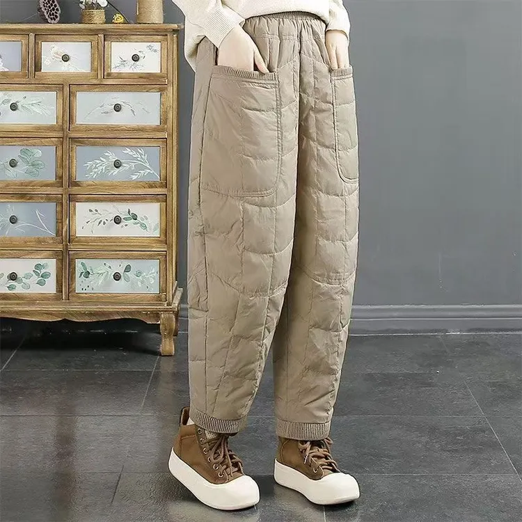 哈伦裤高腰女棉裤女士冬季直筒裤时尚外穿束脚裤大码