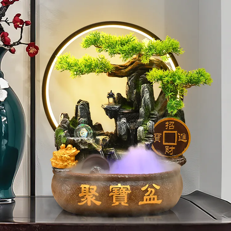 招财进宝流水摆件循环水客厅办公室风水轮桌面水景观装饰开业礼物