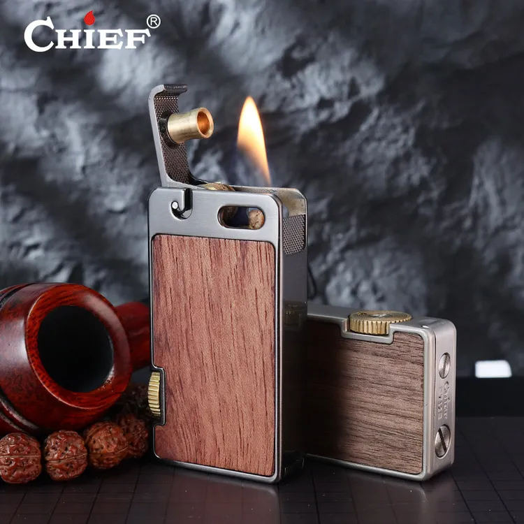 CHIEF/首领新款创意贴片香桃木煤油打火机复古个性创意文玩潮礼