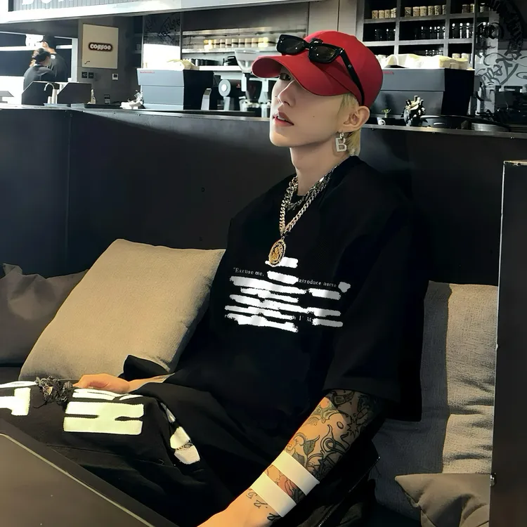 Asrts新款涂鸦小众潮牌美式夏季纯棉宽松男士情侣半袖短袖T恤ins