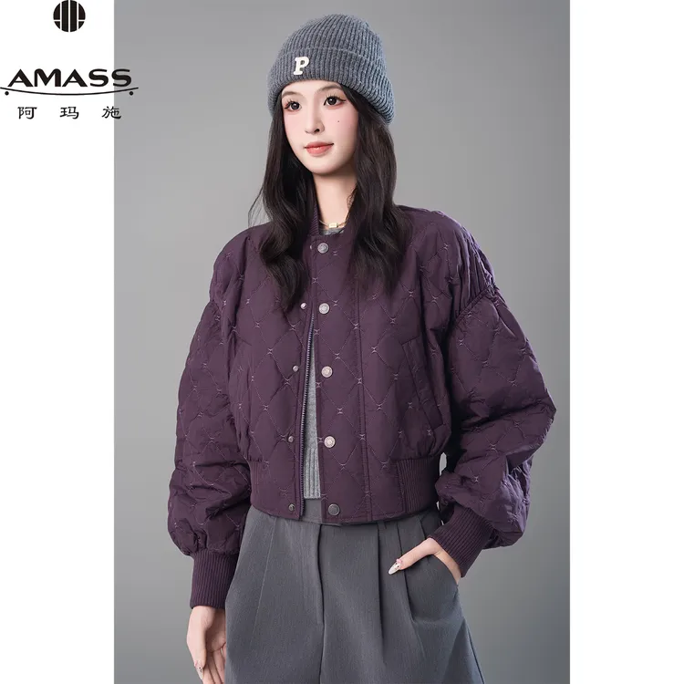 AMASS/阿玛施秋冬新款时尚休闲百搭菱格保暖新雪丽棉服女 5400844