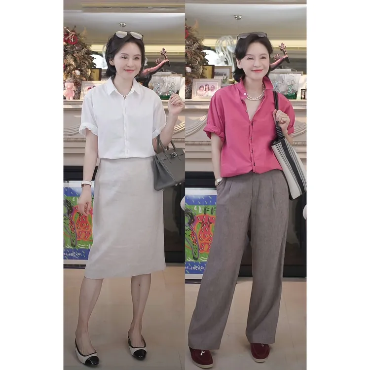 我是摩羯 浓颜系美人 70支高支高密100棉夏宽松短袖衬衫