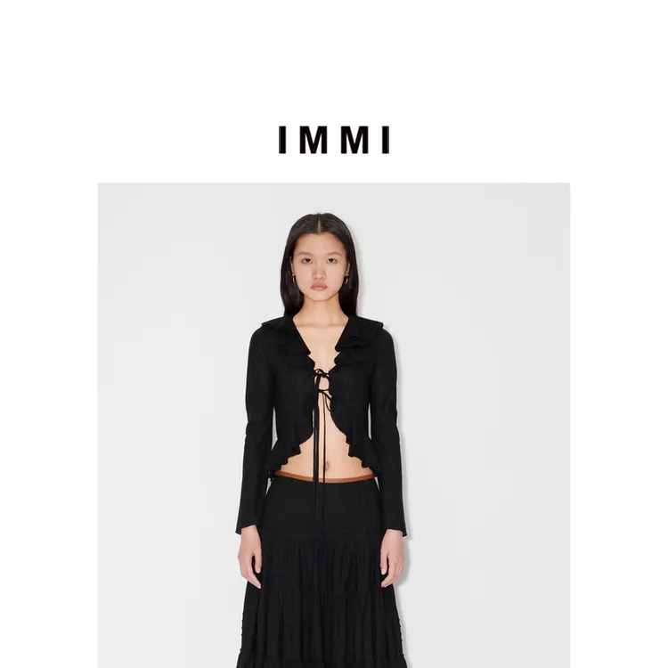 【IMMI】25夏季新品麻感荷叶边衬衫MWESSWST0458X