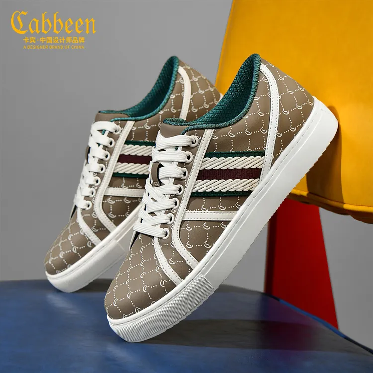 卡宾男鞋秋季新款复古轻奢板鞋百搭休闲时尚耐磨男士系带小白鞋