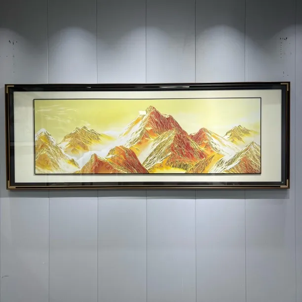 《日照金山》手工铜雕画客厅沙发背景墙高端大气装饰画