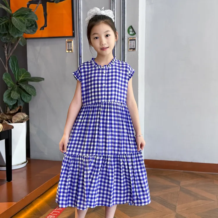 棉绸新款女童连衣裙薄款凉感儿童长裙外穿旅游度假简约亲子装裙子