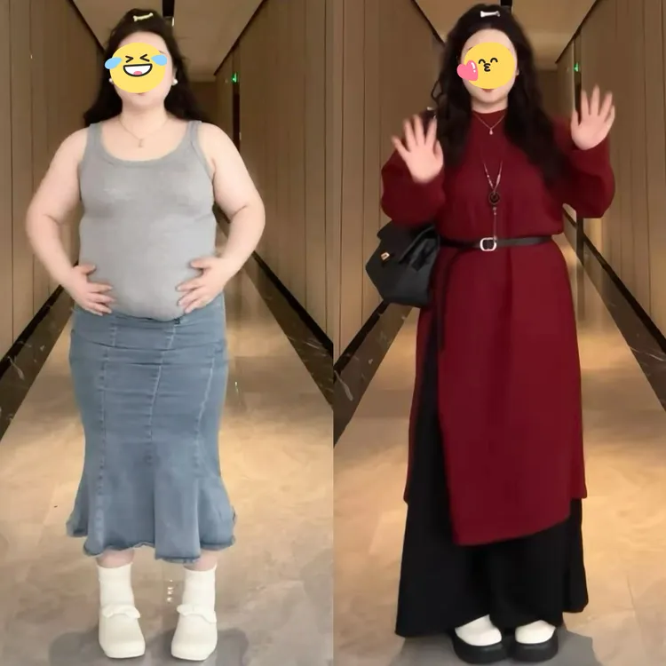 大码女装胖mm复古高级感针织开叉连衣裙+裙裤2025秋季显瘦两件套