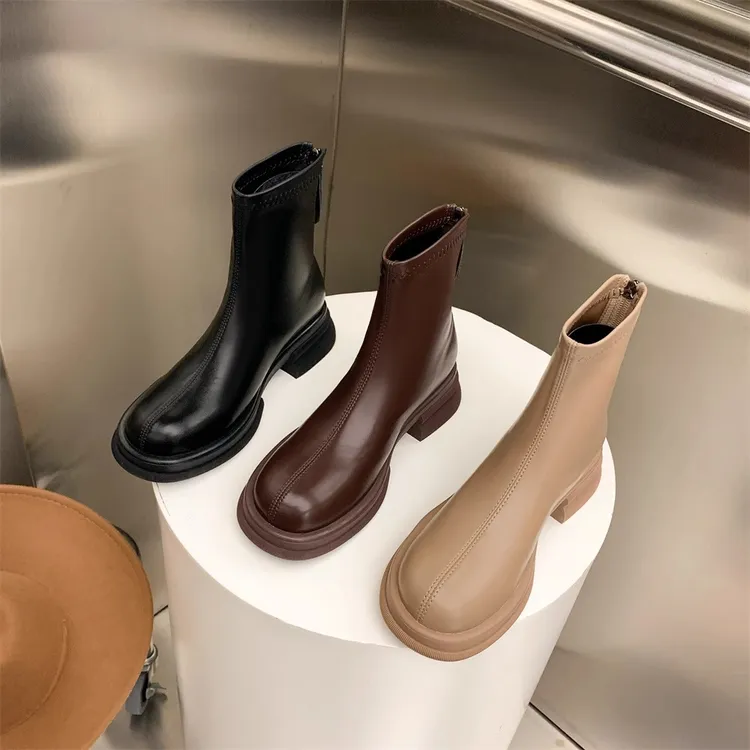 真软皮马丁靴女2025年春秋新款英伦风潮ins单靴厚底瘦瘦靴短靴子