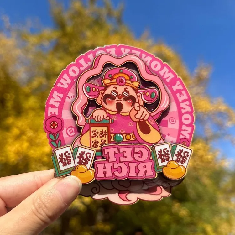木质财神爷冰箱贴新年春节可爱卡通创意乔迁装饰贴创意磁性贴饰
