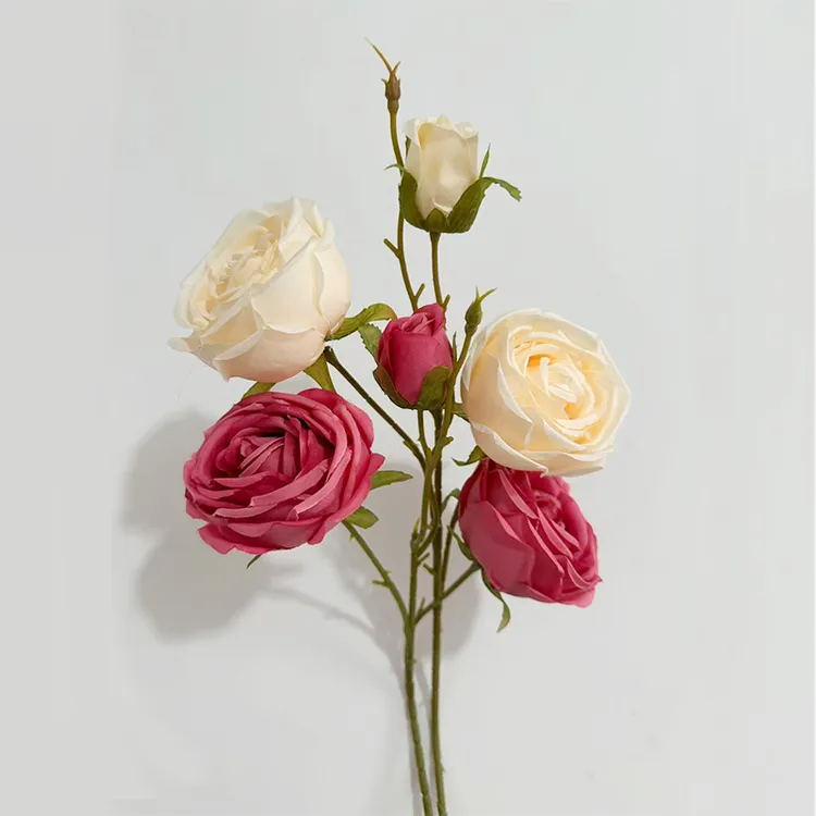 【3头皇妃玫瑰】花心思仿真花材批发婚庆婚礼堂背景装饰家居花束