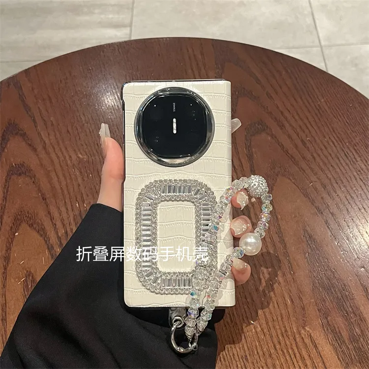 适用华为MateX6/X5折叠典藏版手机壳皮质闪钻链条全包翻盖皮套女