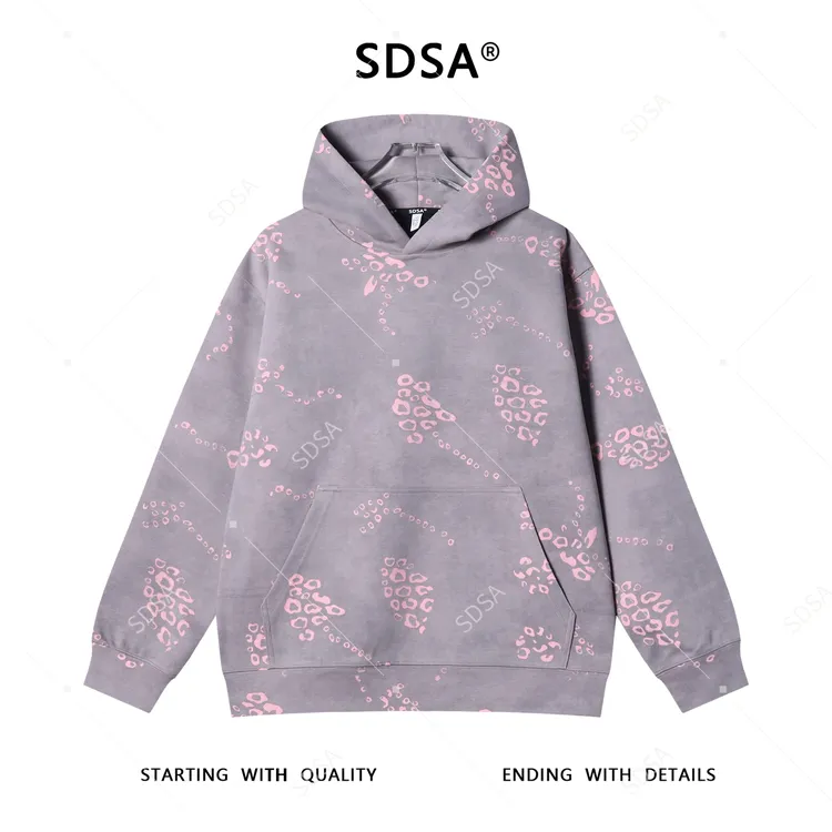 SDSA男士秋冬新款痞帅男装韩版扎染撞色割破泡泡连帽卫衣百搭时尚