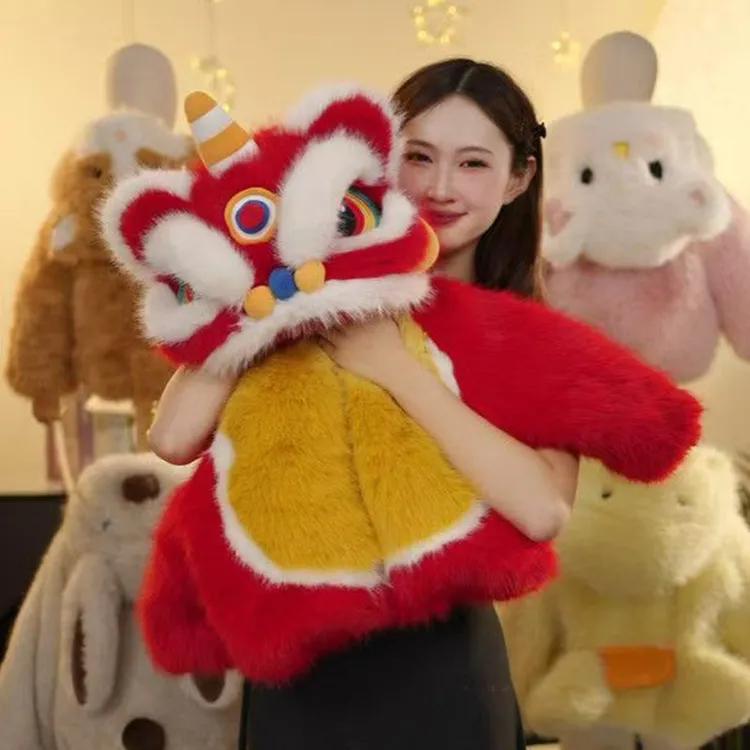 儿童舞狮冬装仿皮草毛毛衣加绒加厚宝宝童装冬季保暖新年装亲子装