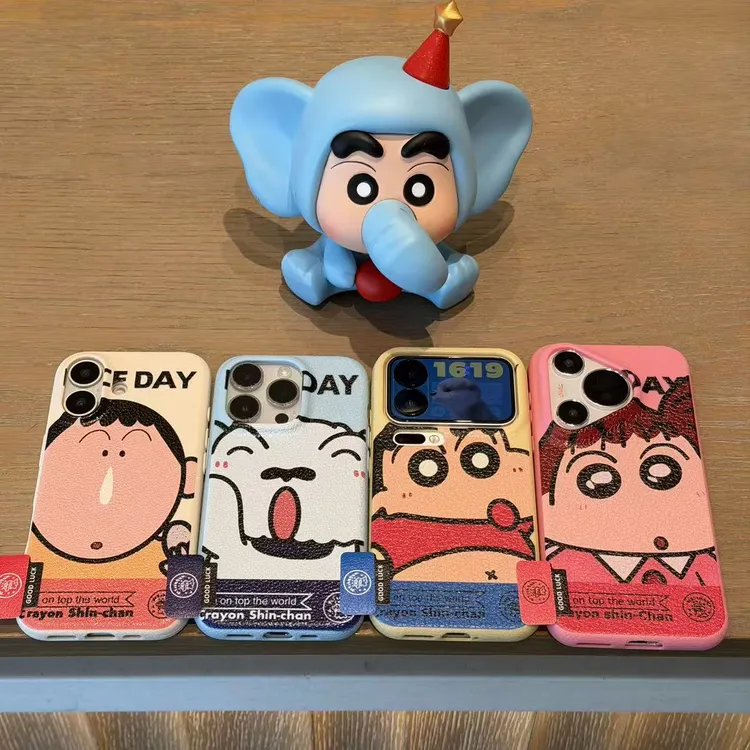 奥菲顿小新伙伴标签适用苹果17/16皮革纹手机壳华为vivoppo小米15