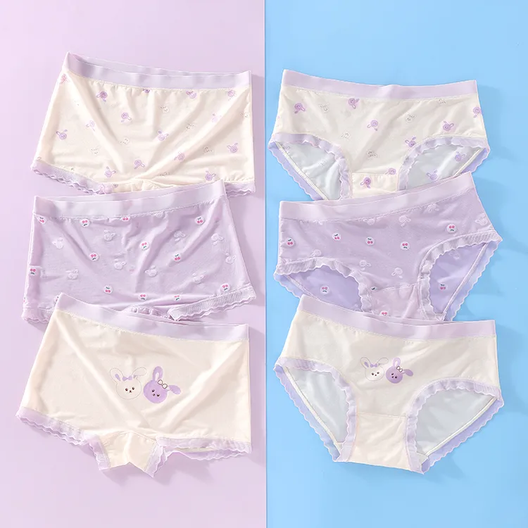 儿童内裤学生女童夏季薄款无痕冰丝透气儿童四角裤女宝宝平角短裤