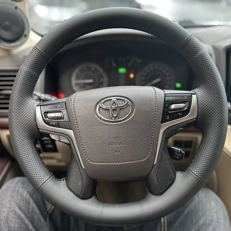 丰田酷路泽普拉多霸道皇冠专车专用手缝全包把套抗菌纳帕皮方向套