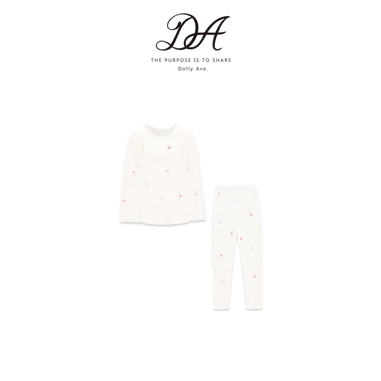 Dolly Ave「黑标系列」轻柔舒适高弹樱桃女童家居服套装