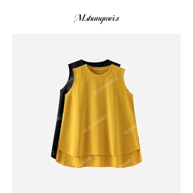 M.SHANGMEI.Z/沐熙【小细节】美大哥时尚百搭宽松开叉背心X07T3765