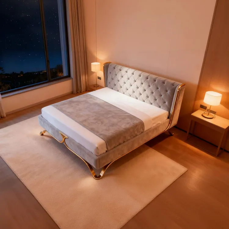 意式轻奢小香风主卧布艺高端大气双人婚床2025新款美式客厅创意