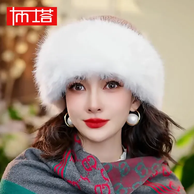 东北保暖仿皮草毛绒帽子女秋冬季防寒护耳包头帽显脸小渔夫帽盆帽
