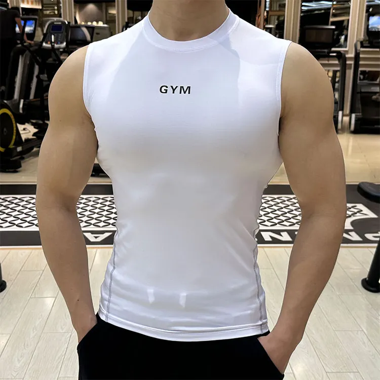 2025新款紧身背心男士透气弹力速干衣运动健身训练无袖吸汗跑步服