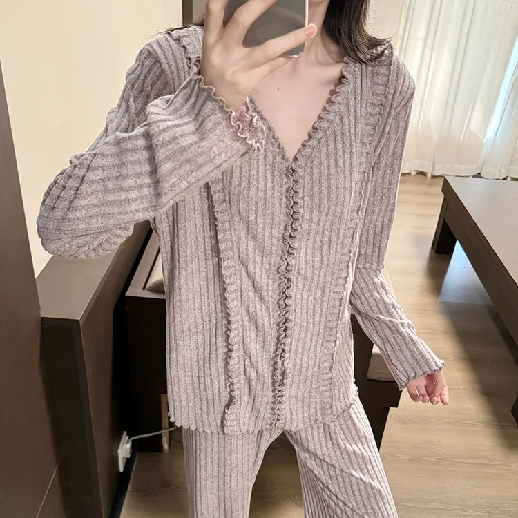 长袖长裤睡衣女士秋冬季2025年新款大码家居服两件套休闲风可外穿