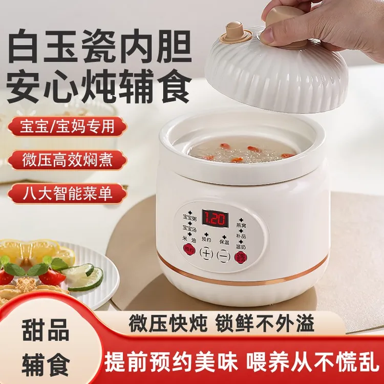  电炖锅全自动家用白瓷电炖盅迷你微压熬煮粥锅多功能保温辅食锅