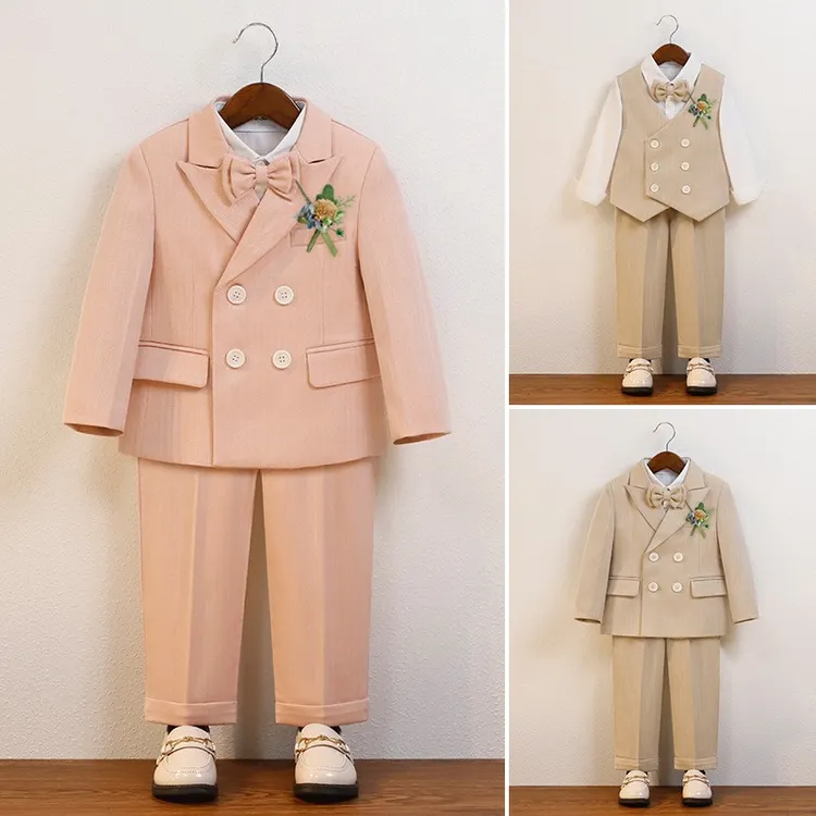 儿童西服2025新款英伦马甲西装套装男童花童婚礼男宝宝一周岁礼服