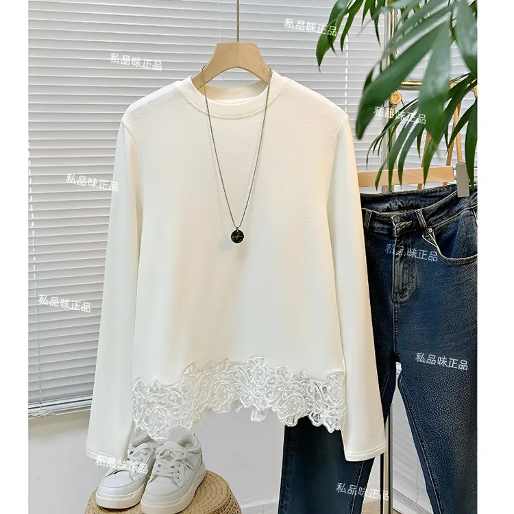 穿上超暖和！秋冬白色T恤高档衣服内搭打底衫女款爆款2026新款上衣