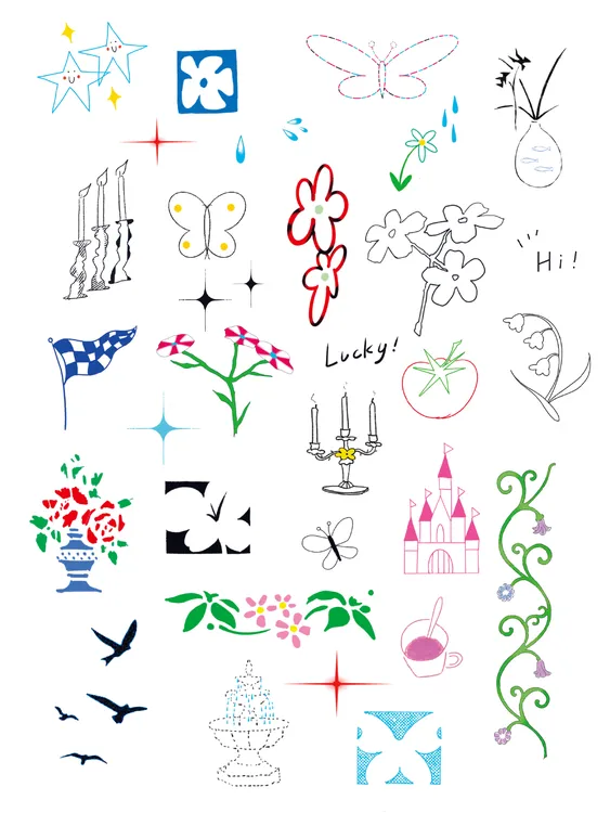 摸鱼公园 | 涂鸦符号 | 小众ins风 持久防水 女生可爱纹身贴|