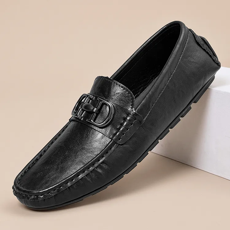 2025年春夏新款男豆豆鞋透气轻便皮鞋百搭软皮乐福鞋商务休闲皮鞋