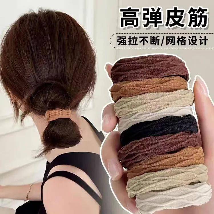 加粗发圈咖色头绳奶扎马尾皮筋女简约气质高弹力发圈发饰头饰