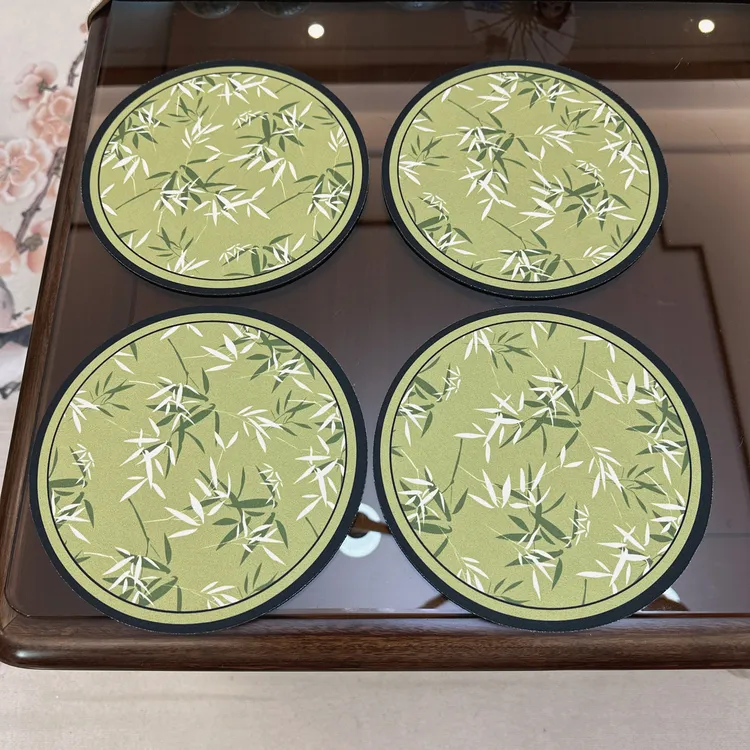 【拍一发四】竹叶硅藻泥餐垫复古家用创意防烫杯碗垫