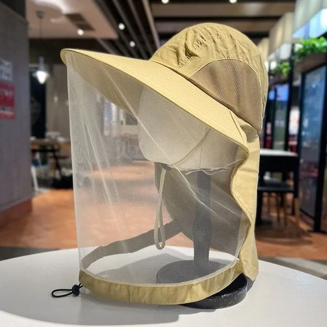 网纱面罩帽子蚊虫防晒男女遮脸户外渔夫帽紫外线钓鱼登山太阳帽