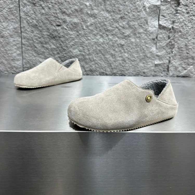 男鞋冬季新款加绒保暖一脚蹬鞋低帮软底勃肯鞋平底百搭懒人鞋