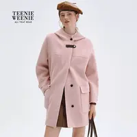 *TeenieWeenie小熊女毛呢外套25秋冬新款气质连帽大衣TTJW258TW9A