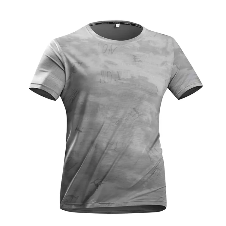 新款男士速干T恤冰丝圆领短袖夏季男弹力休闲体恤运动健身上衣男