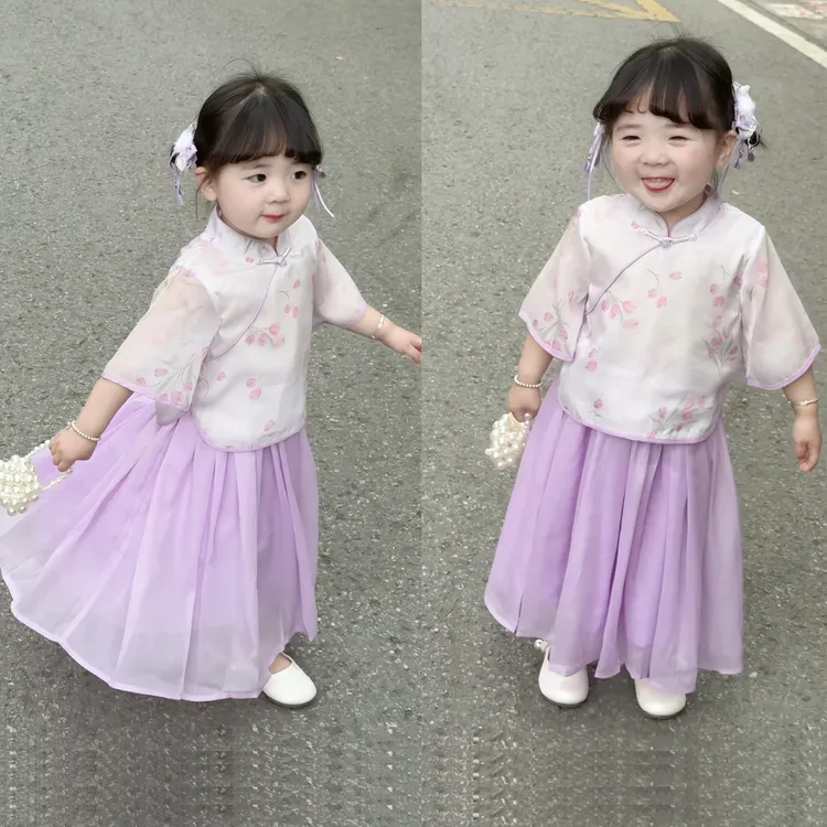 女童汉服套装2025夏季新款儿童新中式洋气两件套中国风