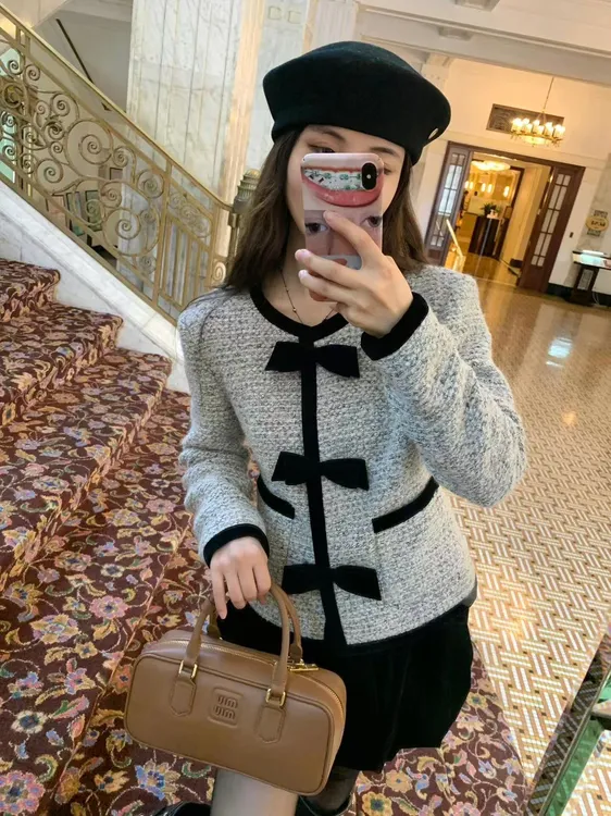 轻奢高级感小香风时尚套装设计感外套纯色短款百褶裙两件套410896