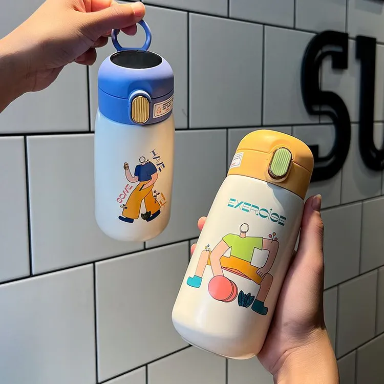 德国双立人【正品】手绘原生插画智能温显不锈钢保温杯防摔大容量直