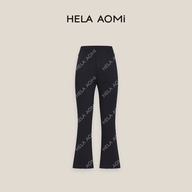 HELAAOMI“原单微喇裤”简约高腰显瘦鱼骨裤百搭修身休闲裤