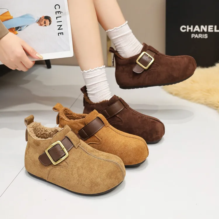 NY品牌增高加绒保暖勃肯鞋女2025秋冬季新款魔术贴高帮丑萌雪地靴