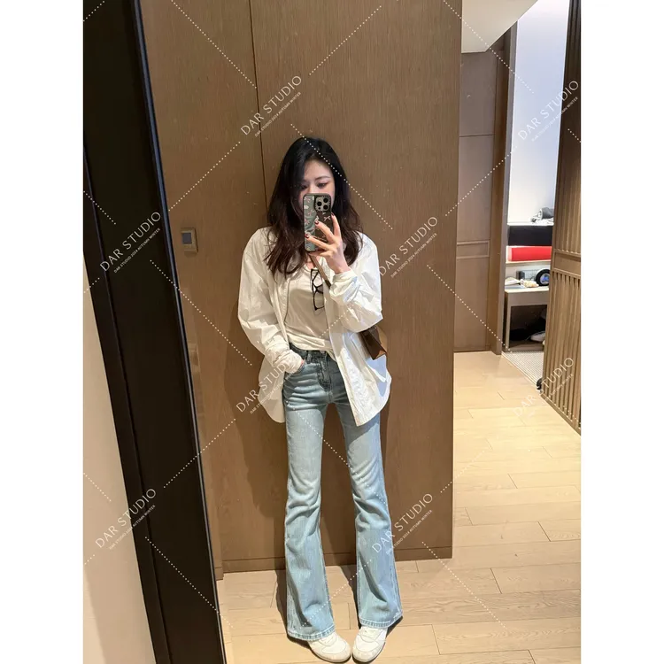 DAR STUDIO 【模特腿】2025早春新款休闲百搭显瘦喇叭牛仔裤18106