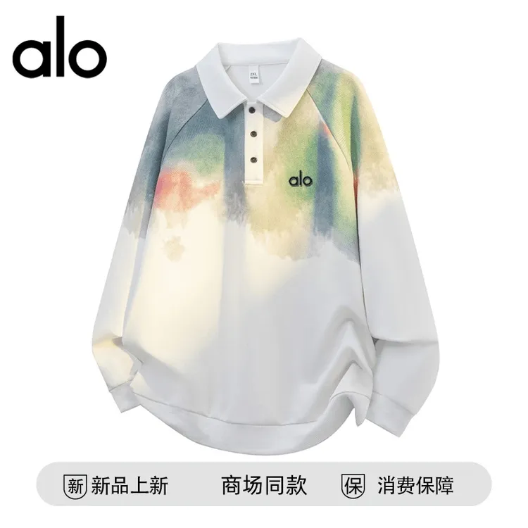 【官方奥特莱斯】品牌折扣 秋季扎染Polo衫卫衣男休闲宽松情侣上衣