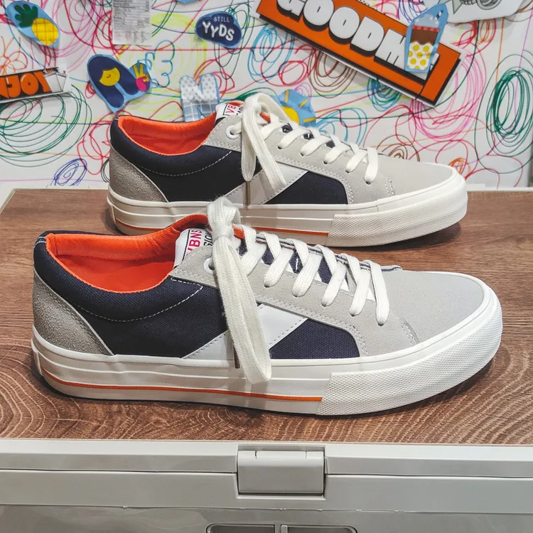 夏季百搭复古情侣板鞋子新款透气帆布鞋男潮流休闲鞋男滑板鞋男鞋