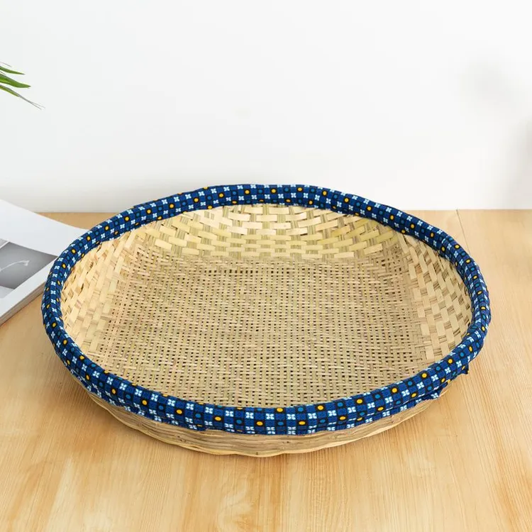 竹制品家用圆簸箕有孔竹筛子米筛竹编制品农家干货晾晒竹匾竹筐篮