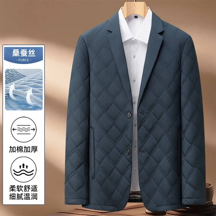 棉衣保暖男中年薄款加厚男士长袖男士加绒保暖棉服大码中老年高档