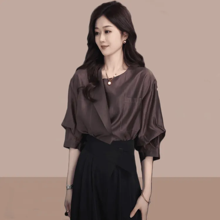 显瘦小个子女装设计时尚爆款感夏季宽松2025百搭气质衬衫上衣新款