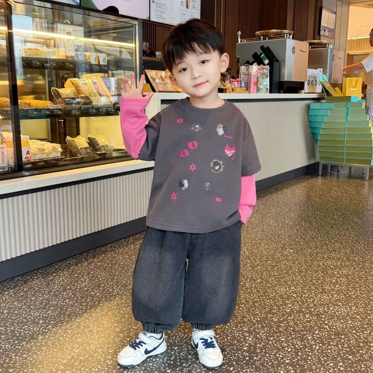 儿童秋装男童卫衣套装2025新款帅气儿童衣服潮酷男孩春秋季两件套