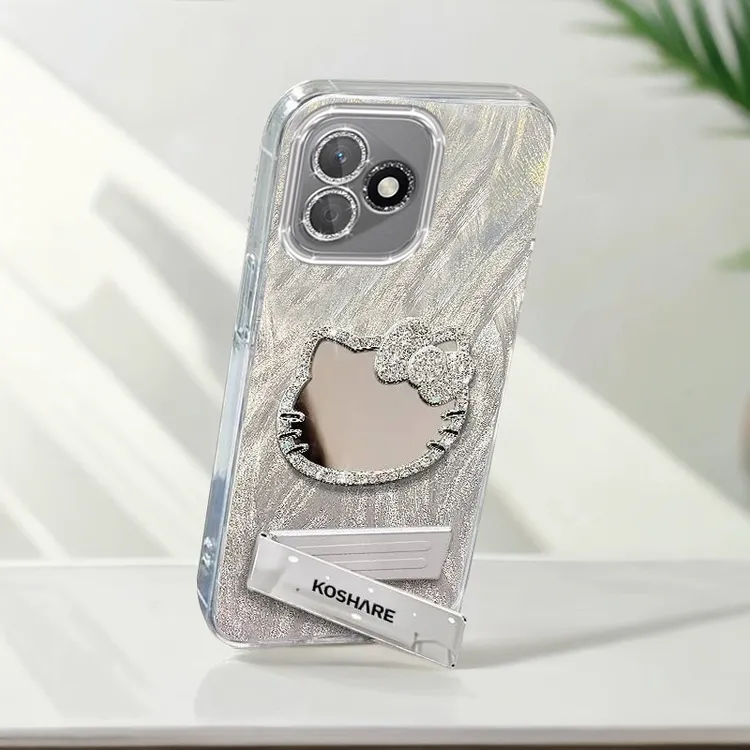 自带镜头膜华为荣耀X60i手机壳LYN-AN00镶钻kt猫镜子Honorx60i软